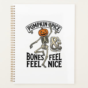 Pumpkin Spice Skeleton Vintage Halloween Dance Shi Planner