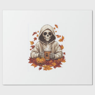 Pumpkin Spice Skeleton Wrapping Paper