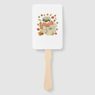 Pumpkin Spice Sloth Fall Leaves Thanksgiving Autum Hand Fan
