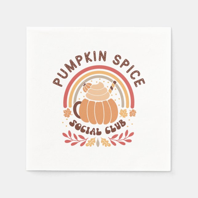 Pumpkin Spice Social Club – Cute Fall PSL  Napkin (Front)