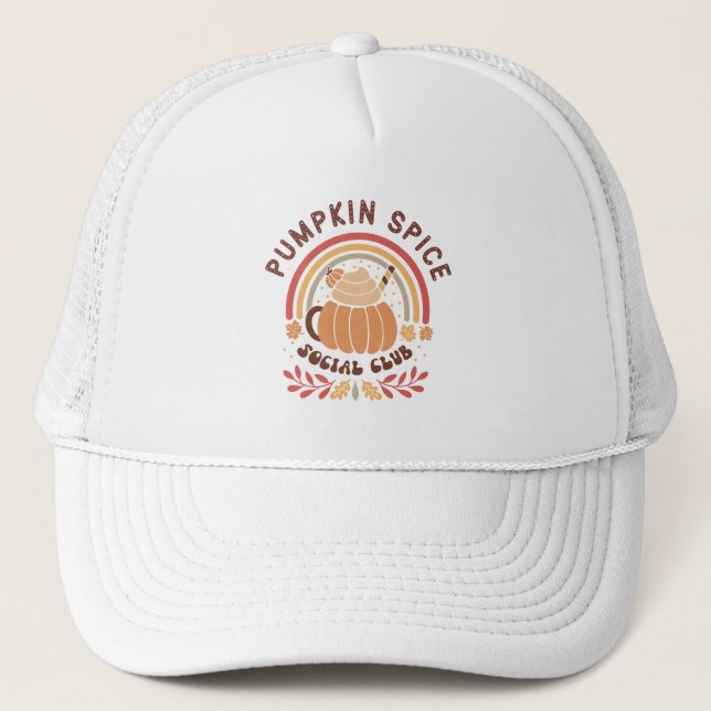 Pumpkin Spice Social Club – Cute Fall PSL  Trucker Hat (Front)