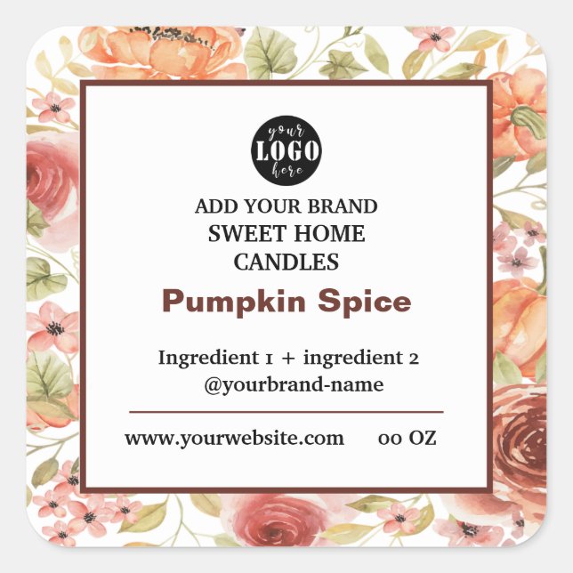 Pumpkin Spice Soy Candle  Label  (Front)
