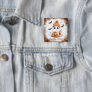 Pumpkin Spice Spooky Vibes Personalised 15 Cm Square Badge