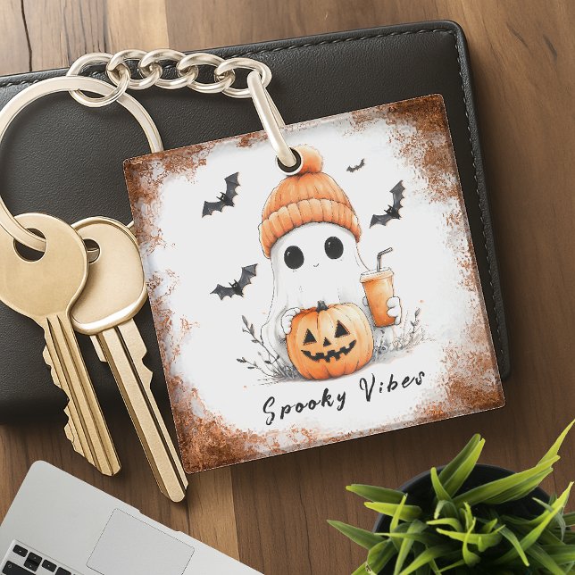 Pumpkin Spice Spooky Vibes Personalised Key Ring (Creator Uploaded)