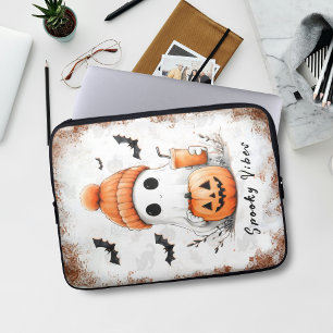 Pumpkin Spice Spooky Vibes Personalised Laptop Sleeve