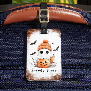 Pumpkin Spice Spooky Vibes Personalised Luggage Tag