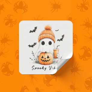 Pumpkin Spice Spooky Vibes Personalised Square Sticker