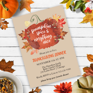 Pumpkin Spice Thanksgiving Brown Invitation