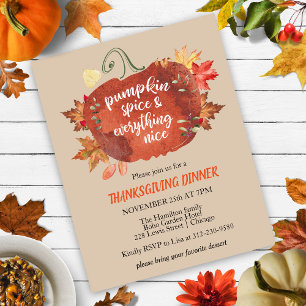 Pumpkin Spice Thanksgiving Budget Brown Invitation