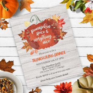 Pumpkin Spice Thanksgiving Budget Grey Invitation