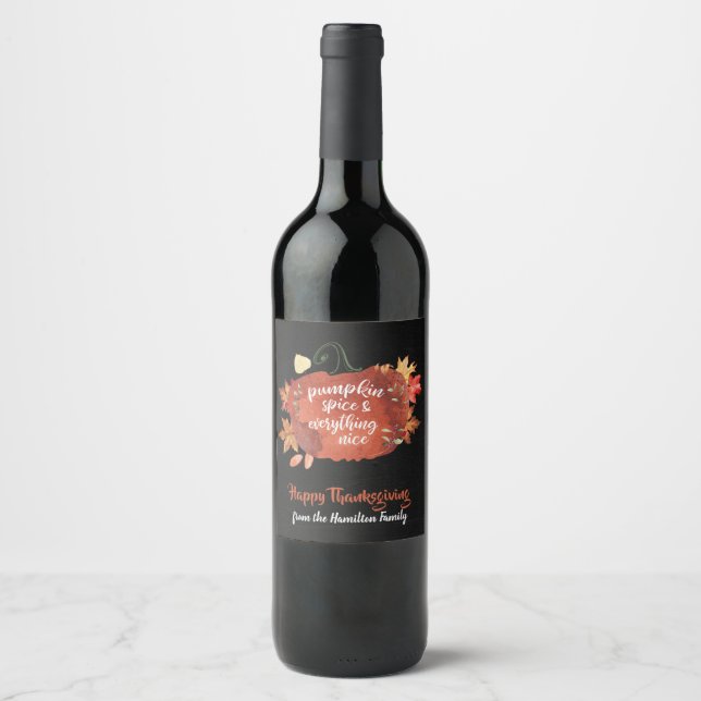 Pumpkin Spice Thanksgiving Dinner Wine Label (Front)