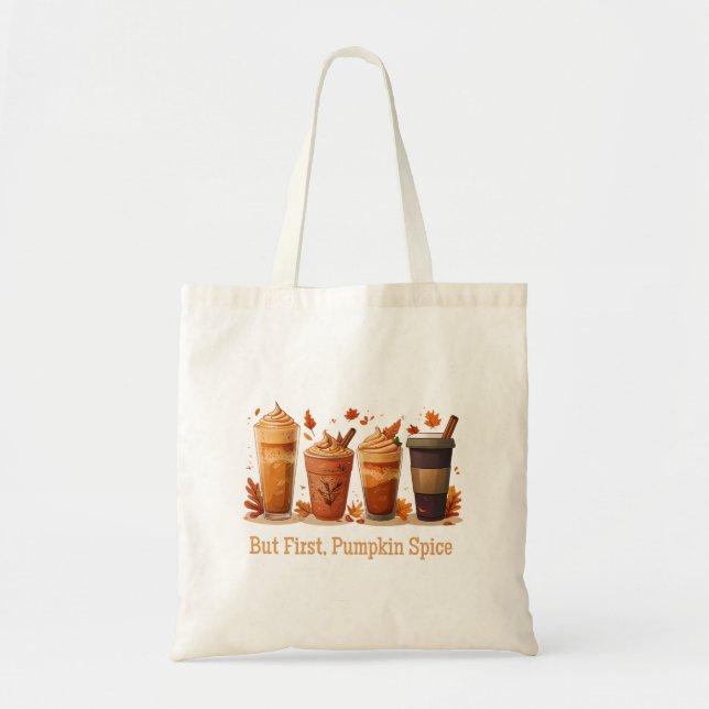 Pumpkin Spice Tote Bag – Fall Coffee Lover Gift (Front)