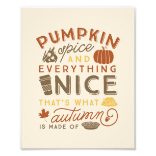 Pumpkin Spice Typographic Fall Autumn Art Print