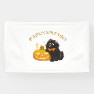 Pumpkin Spice Vibes, Halloween, black cat, pumpkin Banner
