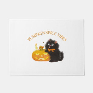 Pumpkin Spice Vibes, Halloween, black cat, pumpkin Doormat