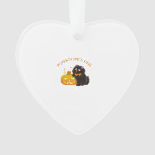 Pumpkin Spice Vibes, Halloween, black cat, pumpkin Ornament