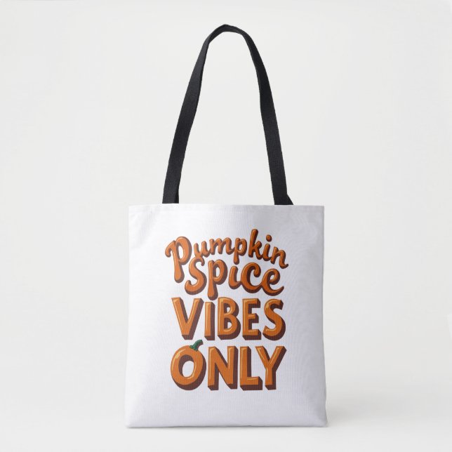 Pumpkin Spice Vibes Only – Retro 70s Groovy Tote Bag (Front)
