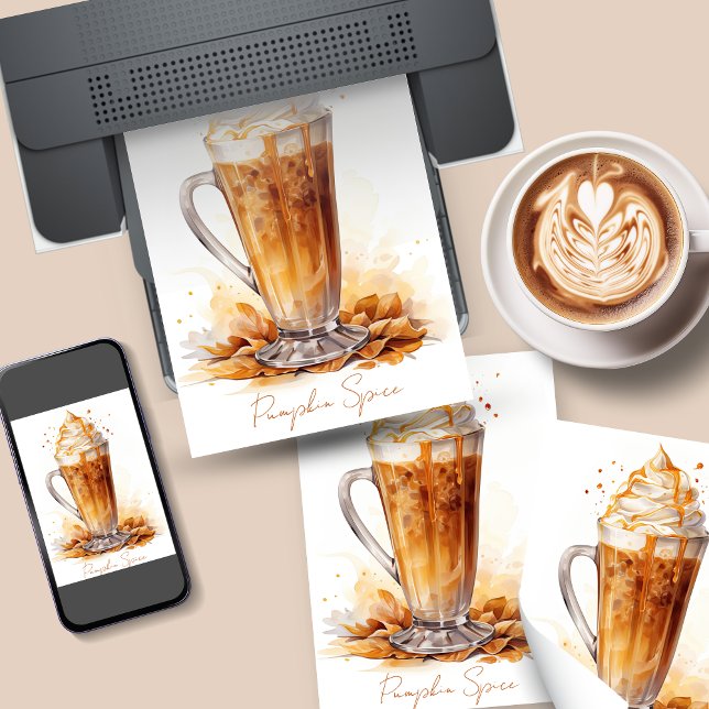 Pumpkin Spice Watercolor Painting Art Poster (Pumpkin Spice Watercolor Painting Art Downloadable Poster)