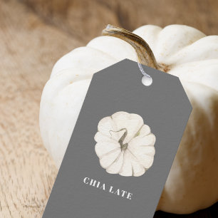 Pumpkin Spice Watercolor Pumpkin White & Grey Gift Tags