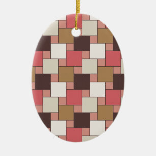 Pumpkin Spice Weave Pattern Ceramic Ornament