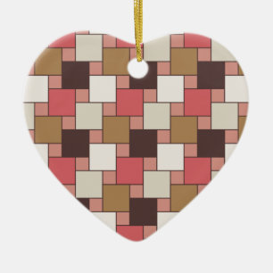 Pumpkin Spice Weave Pattern Ceramic Ornament