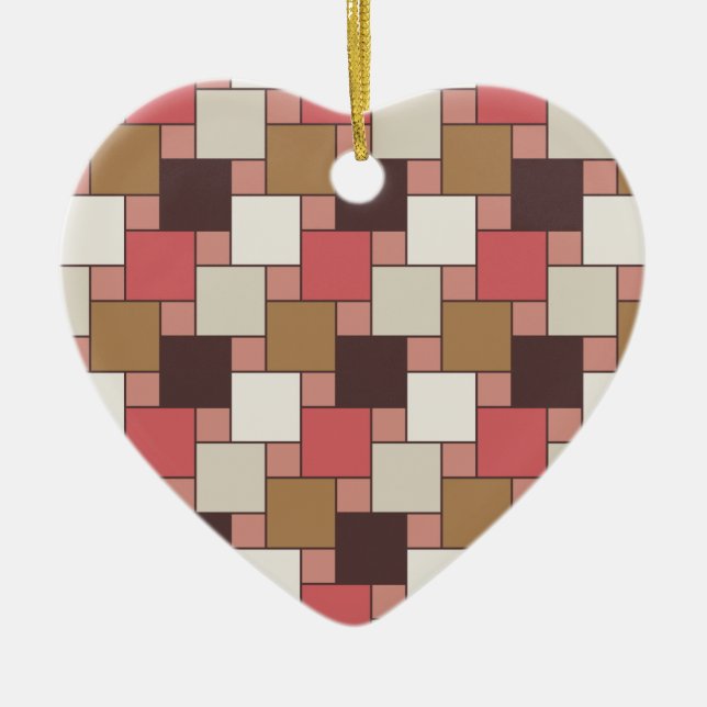 Pumpkin Spice Weave Pattern Ceramic Ornament (Front)