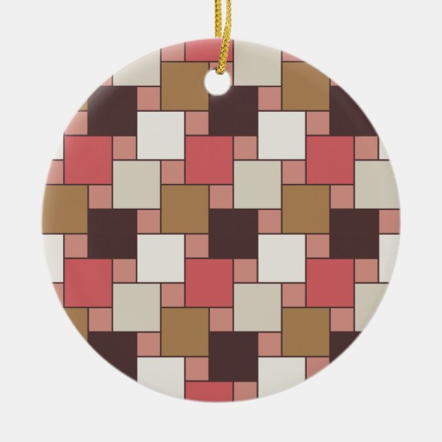 Pumpkin Spice Weave Pattern Ceramic Tree Decoration (Front)
