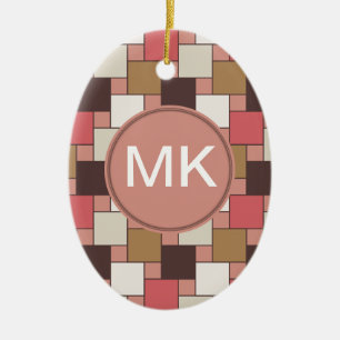 Pumpkin Spice Weave Pattern Ceramic Tree Decoration