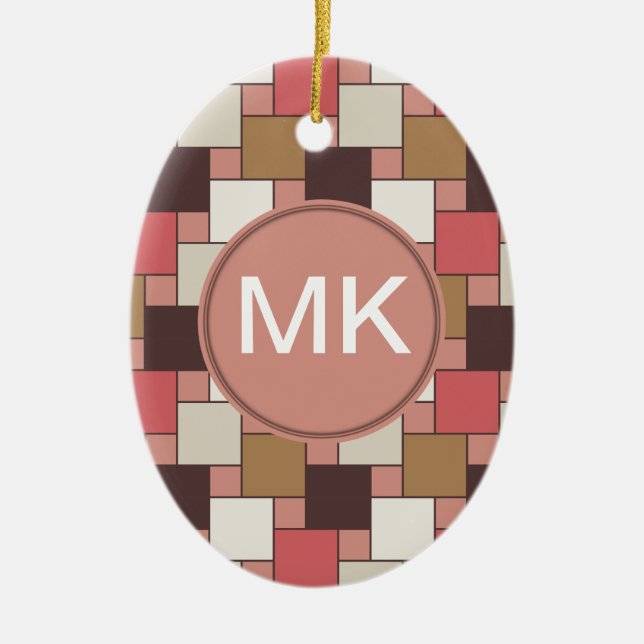Pumpkin Spice Weave Pattern Ceramic Tree Decoration (Front)