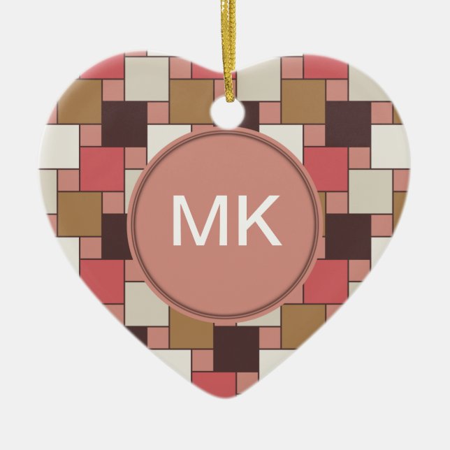 Pumpkin Spice Weave Pattern Ceramic Tree Decoration (Front)