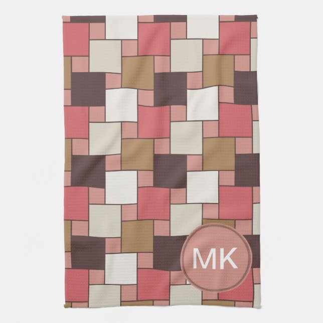 Pumpkin Spice Weave Pattern Tea Towel (Vertical)