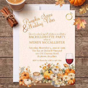 Pumpkin Spice & Wedding Vibes Bachelorette Party Invitation