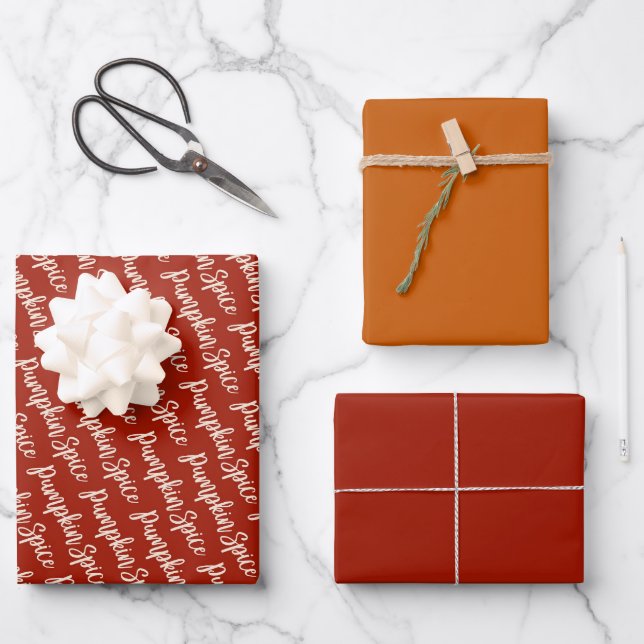 Pumpkin Spice white script Happy Thanksgiving  Wrapping Paper Sheet (Front)