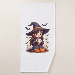 Pumpkin Spice Witch � Cute Halloween Coffee Shirt Bath Towel