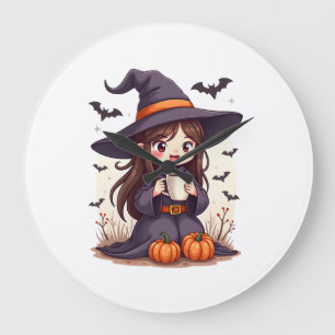 Pumpkin Spice Witch � Cute Halloween Coffee Shirt Large Clock