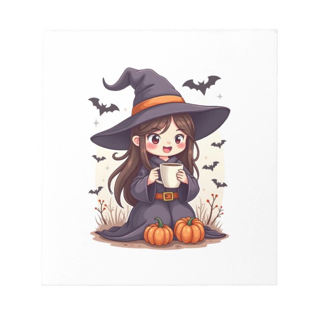 Pumpkin Spice Witch � Cute Halloween Coffee Shirt Notepad (Front)