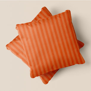 Pumpkin Spice-yyyy Orange & Dark Orange Stripes Cushion