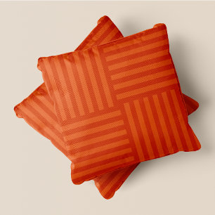 Pumpkin Spice-yyyy Orange Large Stripe Squares Cushion