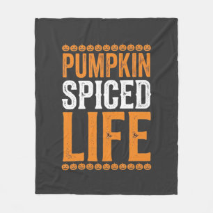 Pumpkin Spiced Life Halloween Typography Design_1 Fleece Blanket