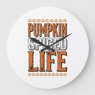 Pumpkin Spiced Life Vintage Halloween Typography D Large Clock