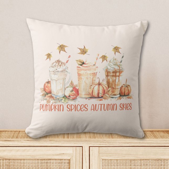 Pumpkin Spices Fall Autumn Drink Funny Quote Cushion (In situ)