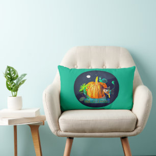Pumpkin Spirit Pillow – Halloween Animals & Moon