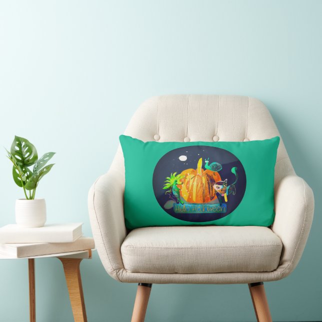 Pumpkin Spirit Pillow – Halloween Animals & Moon (Chair)