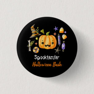 Pumpkin Spooktacular Halloween Bash Party Black 3 Cm Round Badge