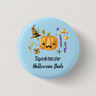 Pumpkin Spooktacular Halloween Bash Party Blue 3 Cm Round Badge