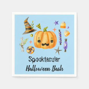 Pumpkin Spooktacular Halloween Bash Party Blue Napkin