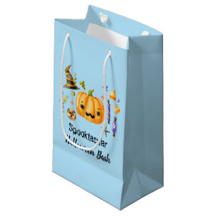 Pumpkin Spooktacular Halloween Bash Party Blue Small Gift Bag