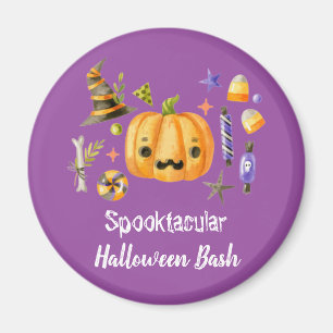 Pumpkin Spooktacular Halloween Bash Party Purple Magnet
