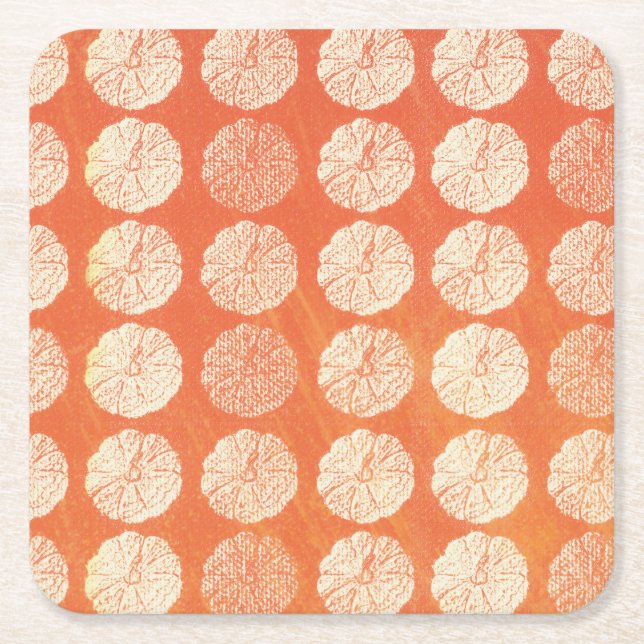 Pumpkin  square paper coaster (Front)