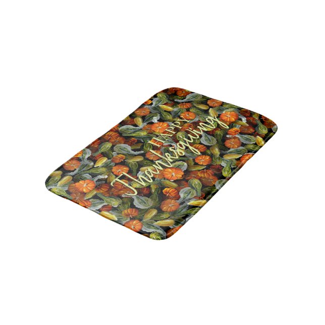 Pumpkin, Squash Autumn Harvest Bath Mat (Angled)